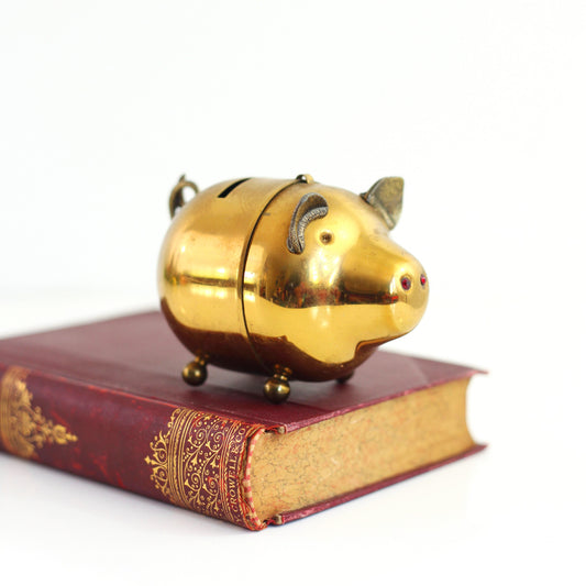 SOLD - Vintage Brass Piggy Bank