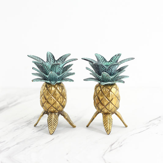 SOLD - Vintage Brass Pineapple Candlesticks