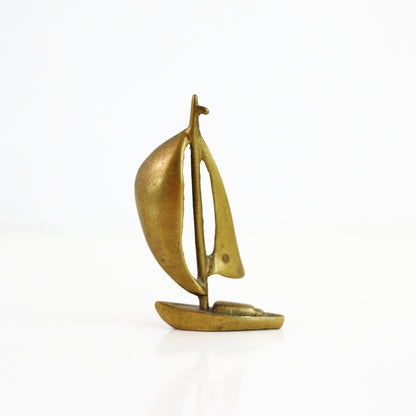 SOLD - Vintage Brass Sailboat Figurine
