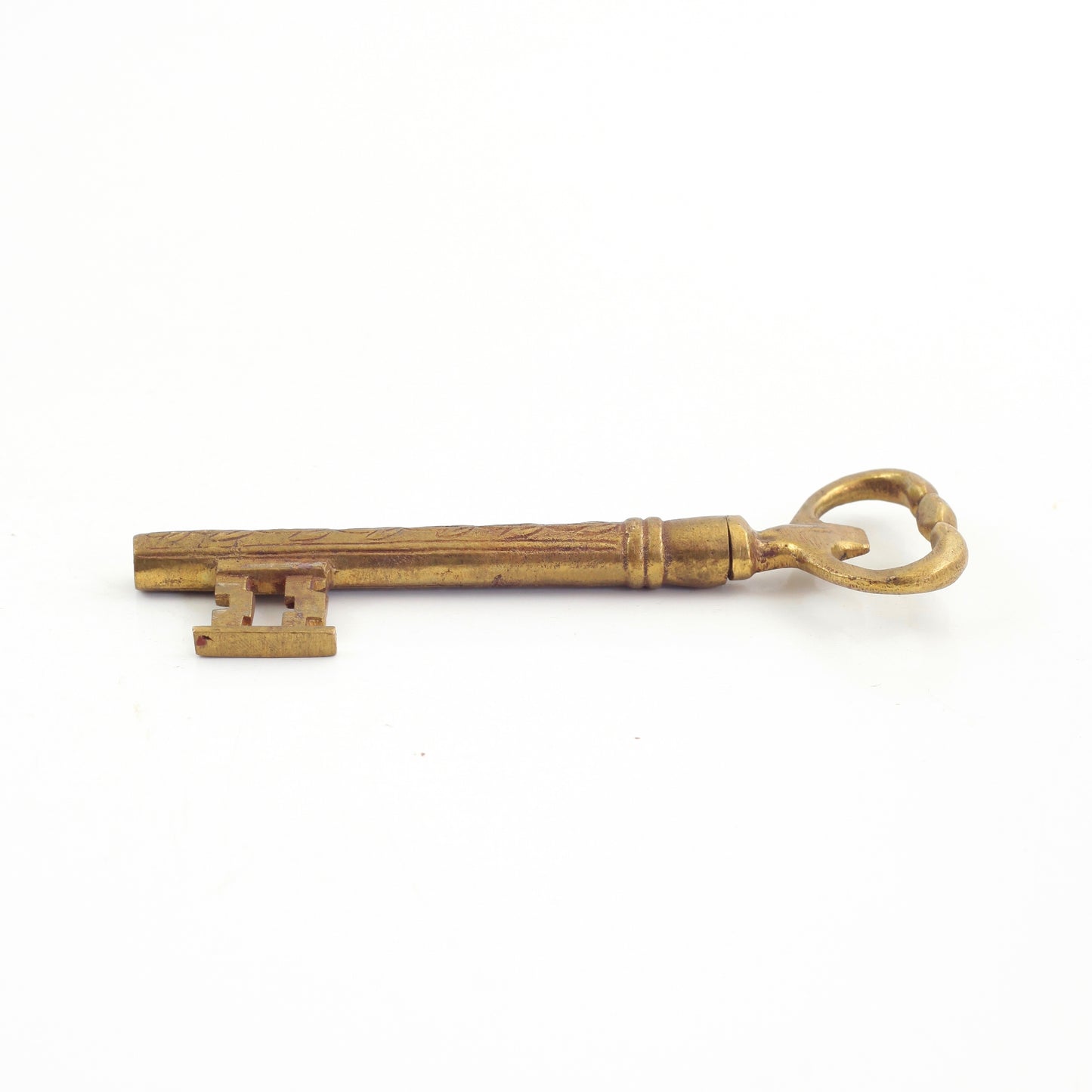 SOLD - Vintage Brass Skeleton Key Corkscrew / Bottle Opener