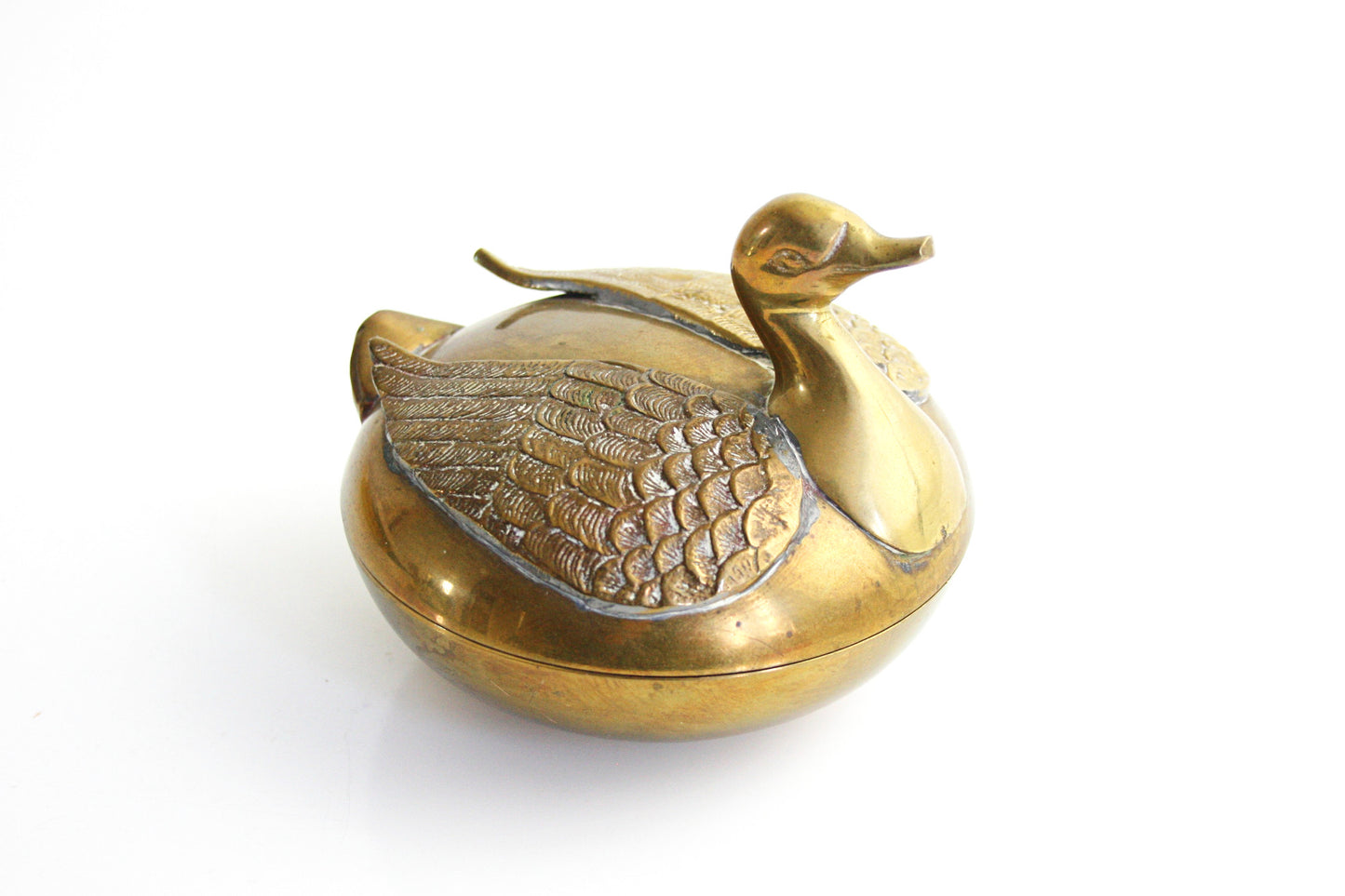 SOLD - Mid Century Brass Swan Trinket Dish