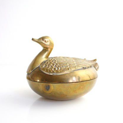 SOLD - Mid Century Brass Swan Trinket Dish
