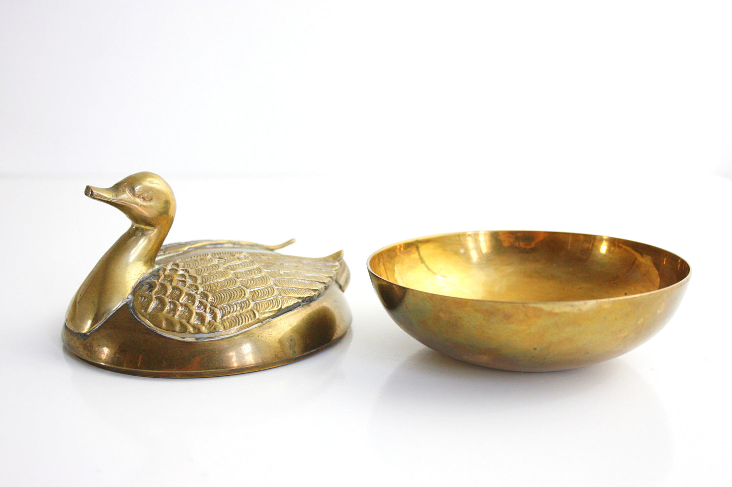 SOLD - Mid Century Brass Swan Trinket Dish