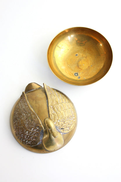 SOLD - Mid Century Brass Swan Trinket Dish