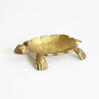 SOLD - Vintage Brass Turtle Dish / Mid Century Tortoise Trinket Dish