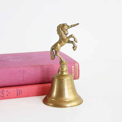SOLD - Vintage Brass Unicorn Bell / Mid Century Unicorn Figurine