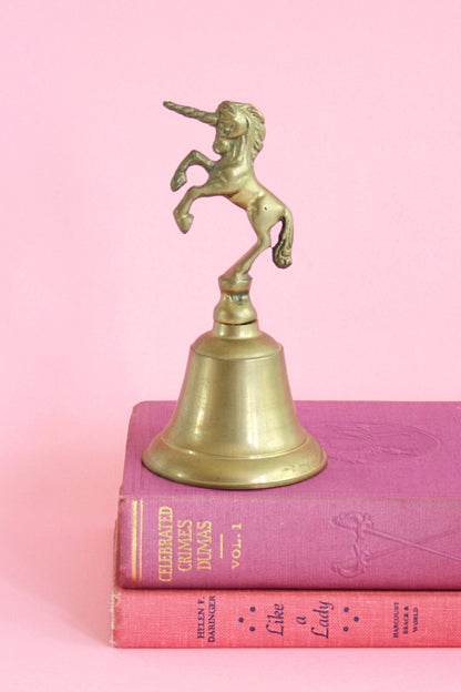 SOLD - Vintage Brass Unicorn Bell / Mid Century Unicorn Figurine