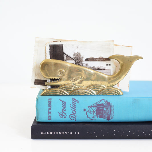 SOLD - Vintage Brass Whale Letter Holder
