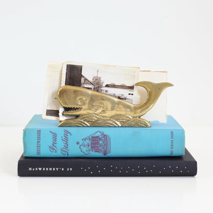 SOLD - Vintage Brass Whale Letter Holder