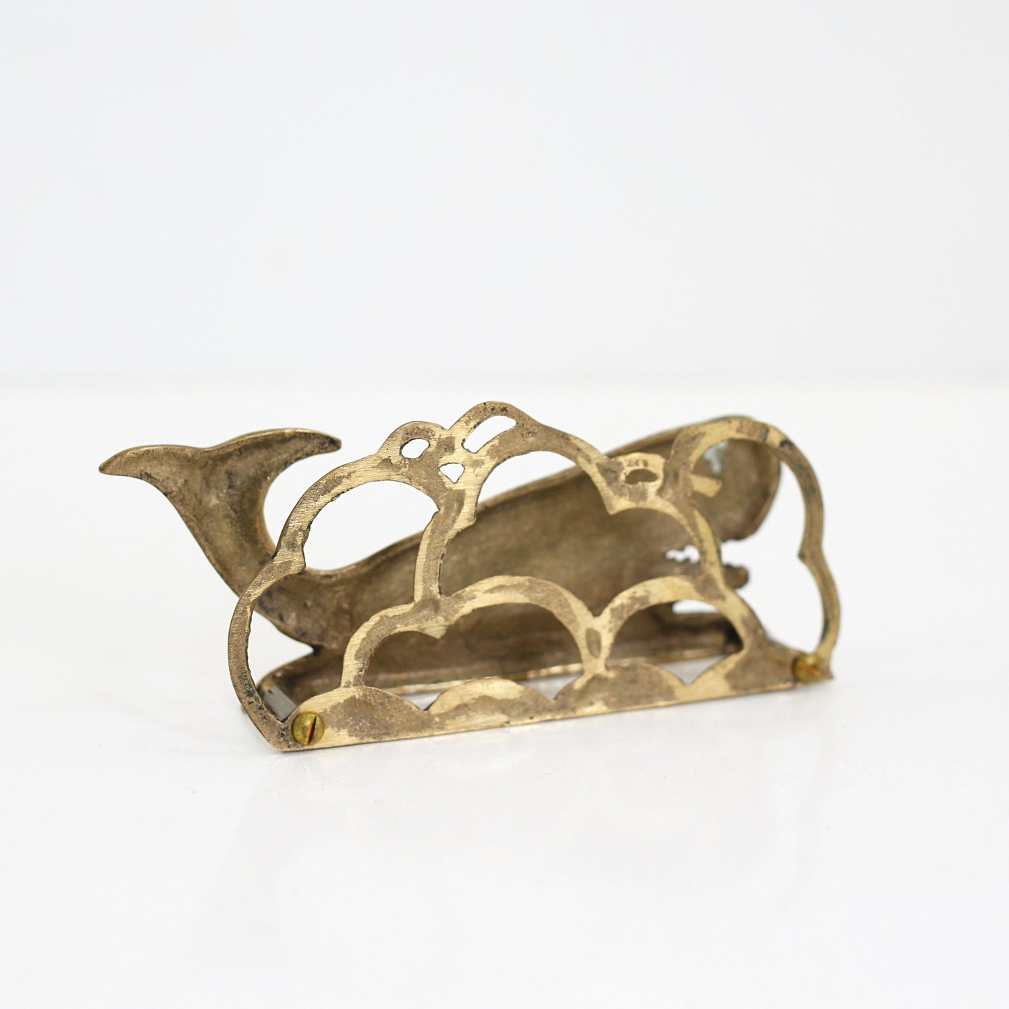 SOLD - Vintage Brass Whale Letter Holder