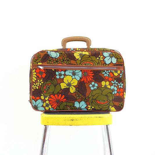 SOLD - Vintage Flower Power Fabric Suitcase