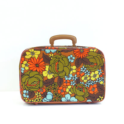 SOLD - Vintage Flower Power Fabric Suitcase