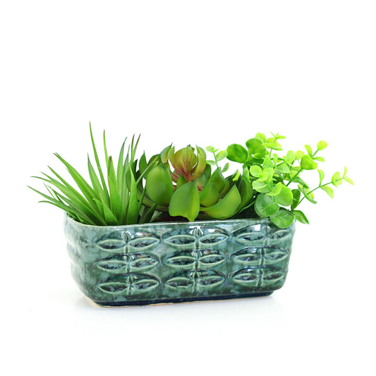 SOLD - Mid Century Brush McCoy Planter - Green Leaf Print