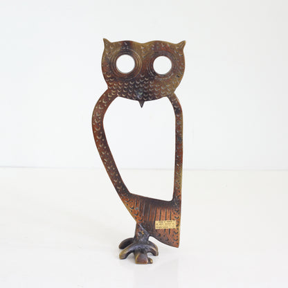 SOLD - Vintage Burnished Metal Modernist Owl Sculpture