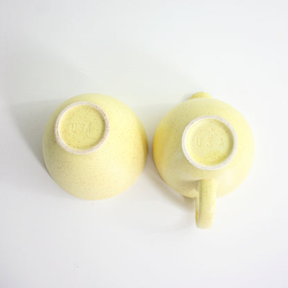 SOLD - Vintage Canonsburg Pottery Sunbeam Cream and Sugar Set / Mid Century Yellow Creamer and Sugar Bowl