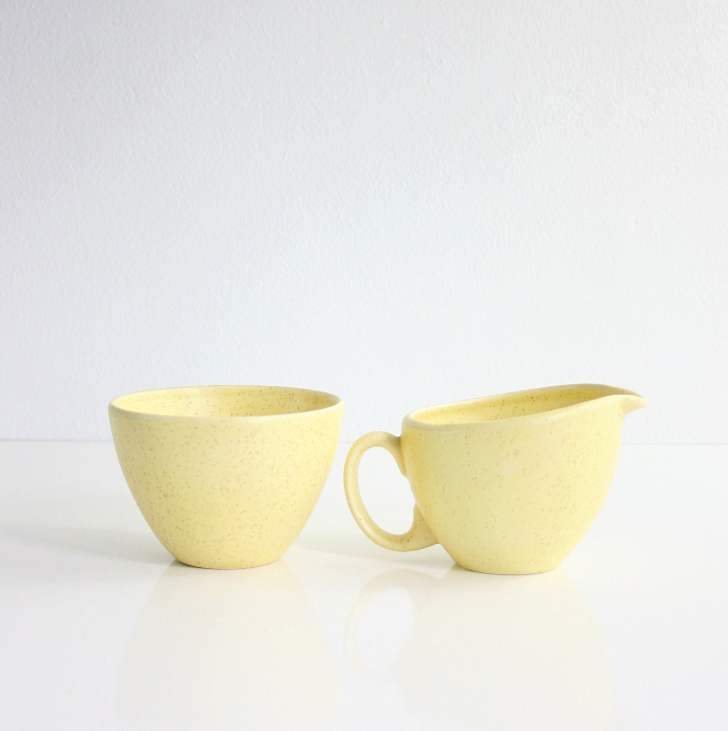 SOLD - Vintage Canonsburg Pottery Sunbeam Cream and Sugar Set / Mid Century Yellow Creamer and Sugar Bowl