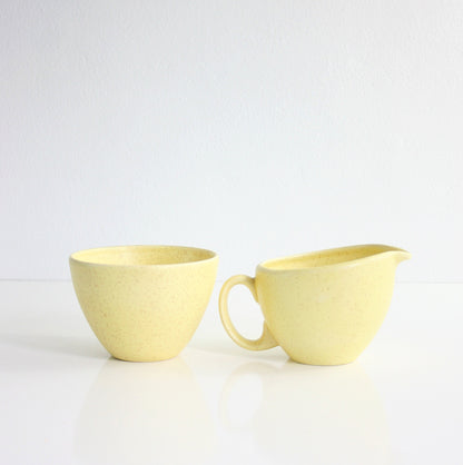 SOLD - Vintage Canonsburg Pottery Sunbeam Cream and Sugar Set / Mid Century Yellow Creamer and Sugar Bowl