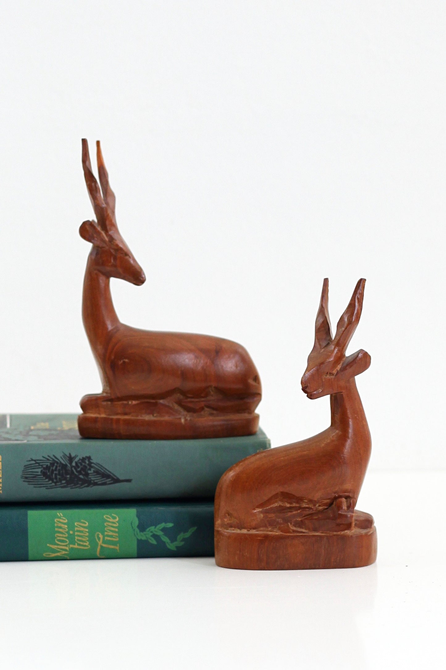 SOLD - Vintage Carved Wood Antelope Figurines