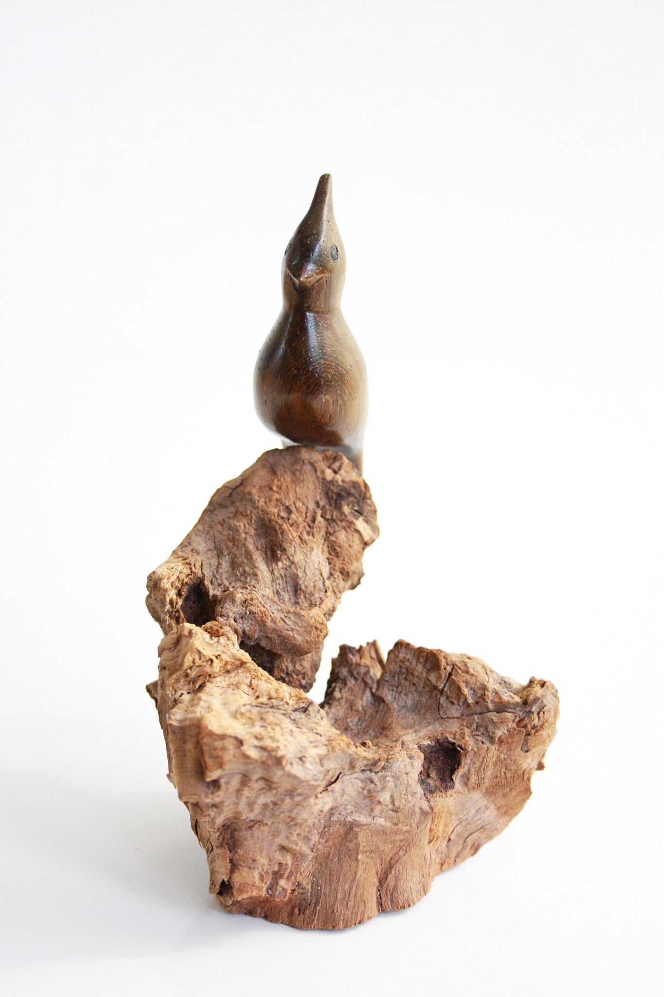 SOLD - Vintage Carved Wood Cardinal Figurine / Vintage Driftwood Bird Sculpture