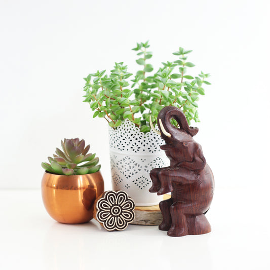 SOLD - Vintage Carved Wood Elephant Figurine