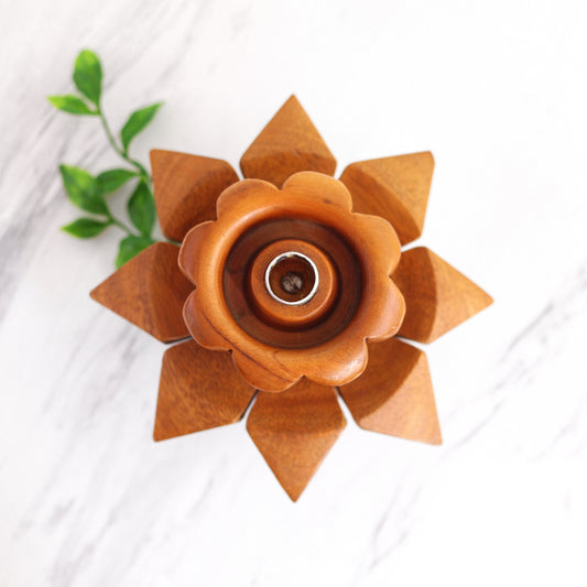 SOLD - Vintage Wooden Flower Pedestal Candle Holder