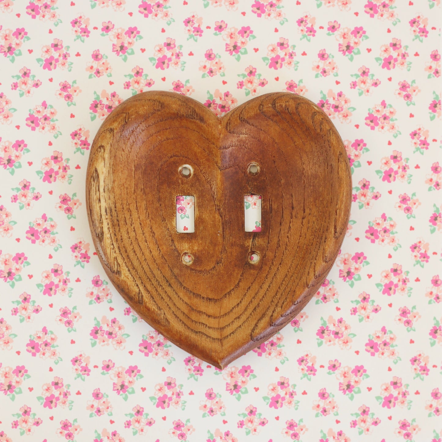 SOLD - Vintage Carved Wooden Heart Switch Plate Cover