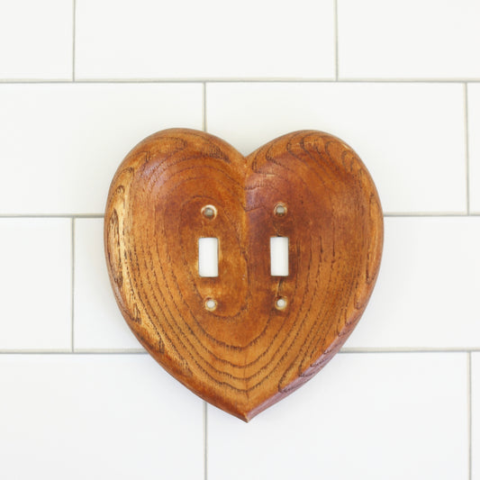 SOLD - Vintage Carved Wooden Heart Switch Plate Cover