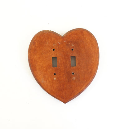 SOLD - Vintage Carved Wooden Heart Switch Plate Cover