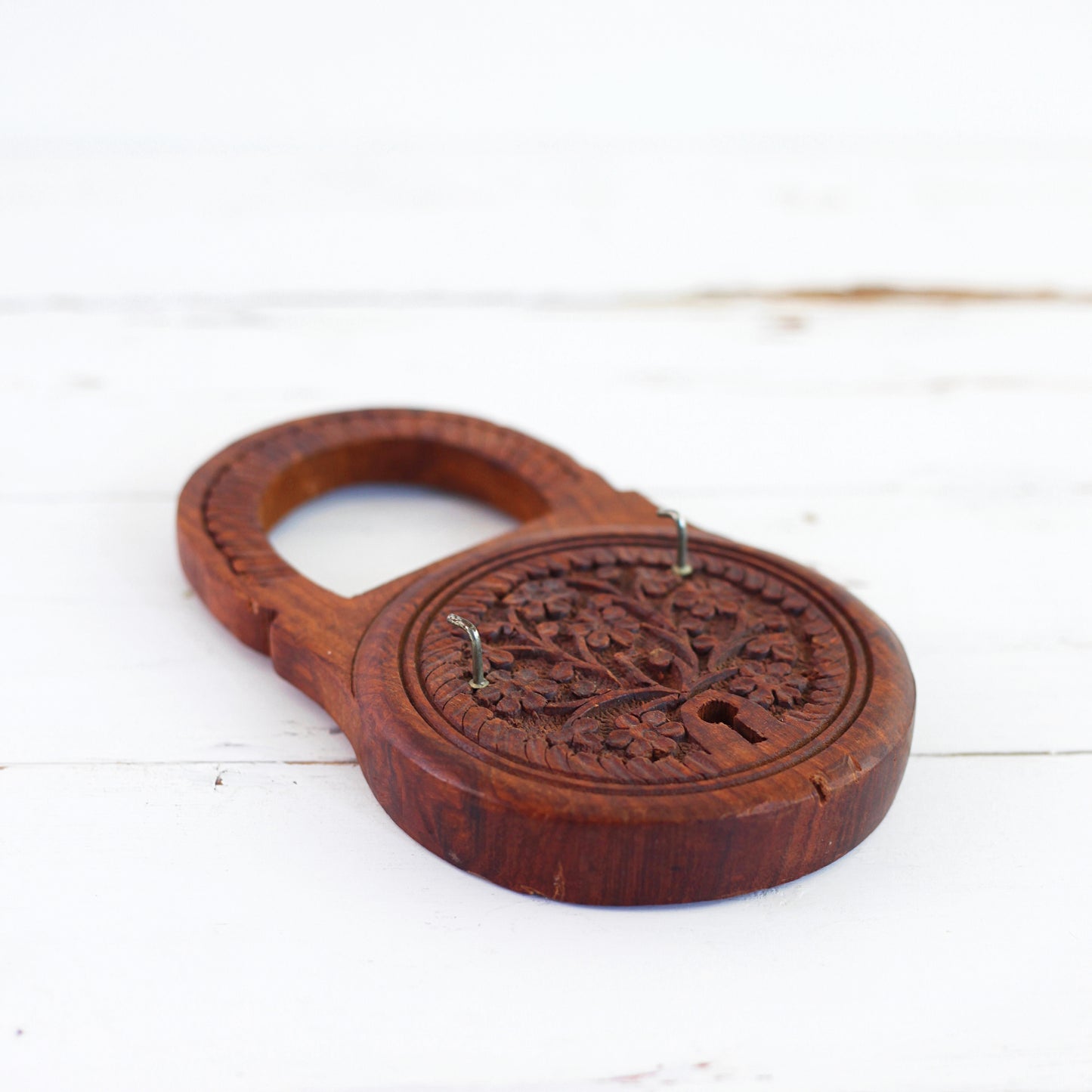 SOLD - Vintage Carved Wood Key Rack