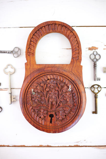 SOLD - Vintage Carved Wood Key Rack