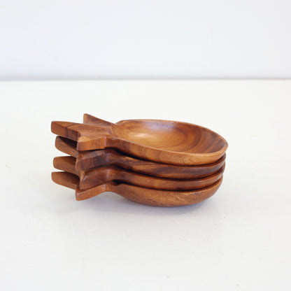 SOLD - Vintage Carved Wood Pineapple Bowls