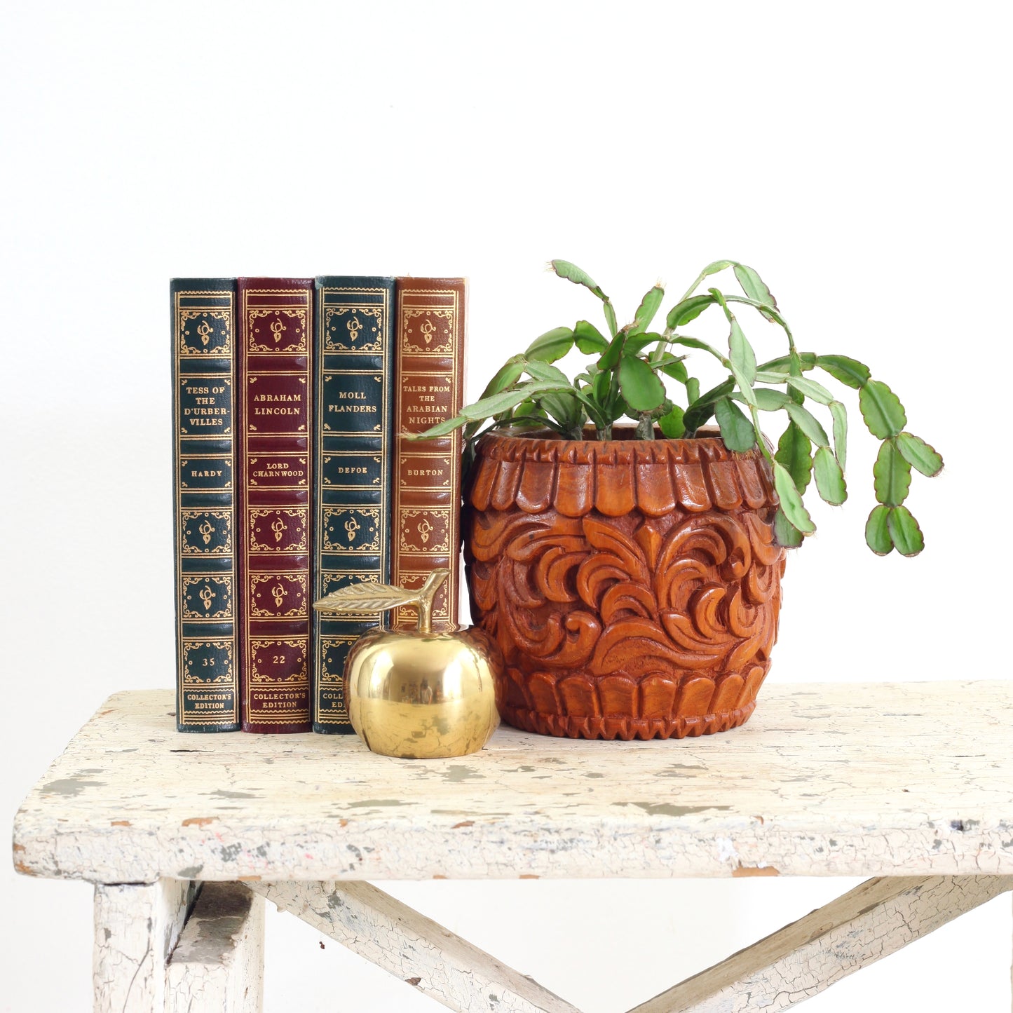 SOLD - Vintage Carved Wood Planter