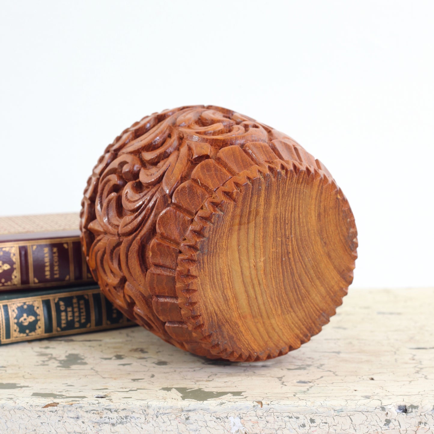 SOLD - Vintage Carved Wood Planter