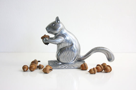 SOLD - Vintage Silver Squirrel Nutcracker / Vintage Cast Aluminum Figural Nut Cracker
