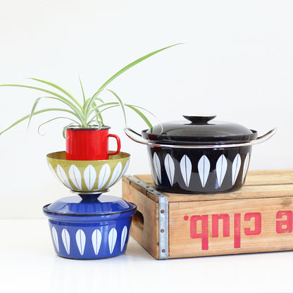 SOLD - Vintage Cathrineholm Mustard & White Enamel Lotus Bowl