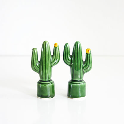 SOLD - Vintage Cactus Salt and Pepper Shakers / Vintage Saguaro Shakers from Japan