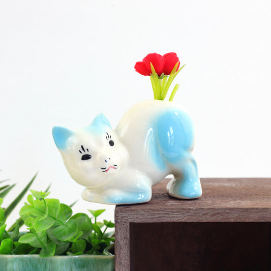 SOLD - Vintage Ceramic Cat Planter / Pencil Holder