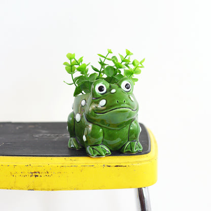 SOLD - Vintage Ceramic Frog Planter