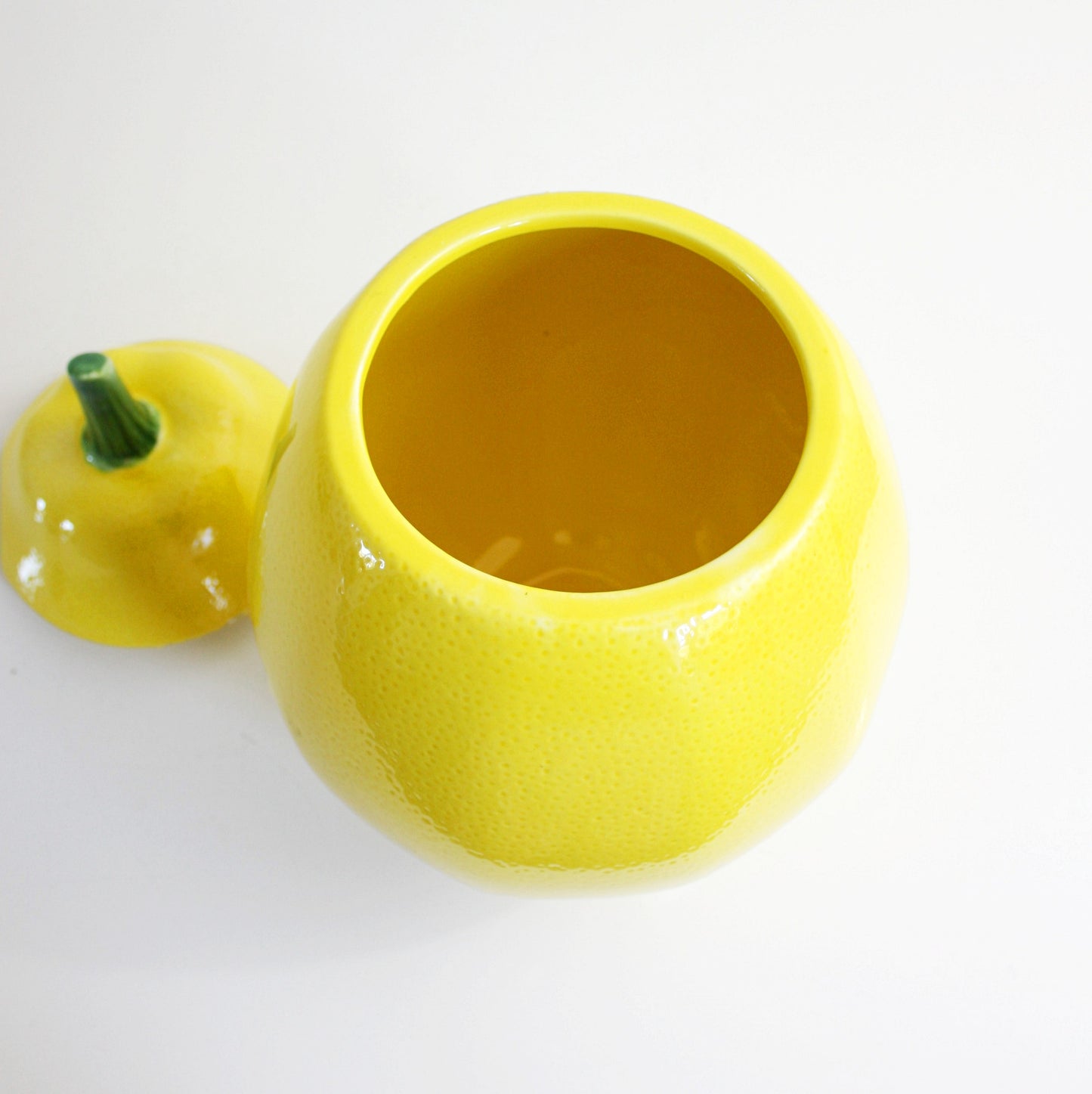 SOLD - Vintage Ceramic Lemon Cookie Jar / Mid Century Yellow Lemon Fruit Canister