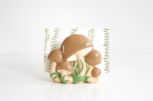 SOLD - Vintage Ceramic Mushroom Napkin Holder / Mid Century Mushroom Letter Holder