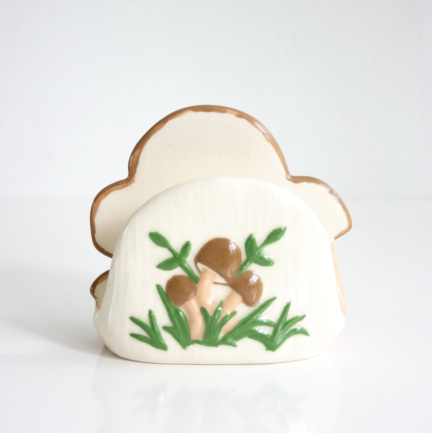 SOLD - Vintage Ceramic Mushroom Napkin Holder / Mid Century Mushroom Letter Holder