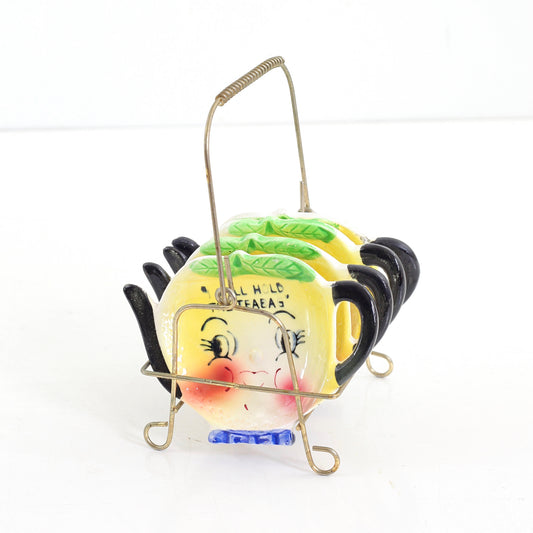 SOLD - Vintage Ceramic Tea Bag Holders with Caddy