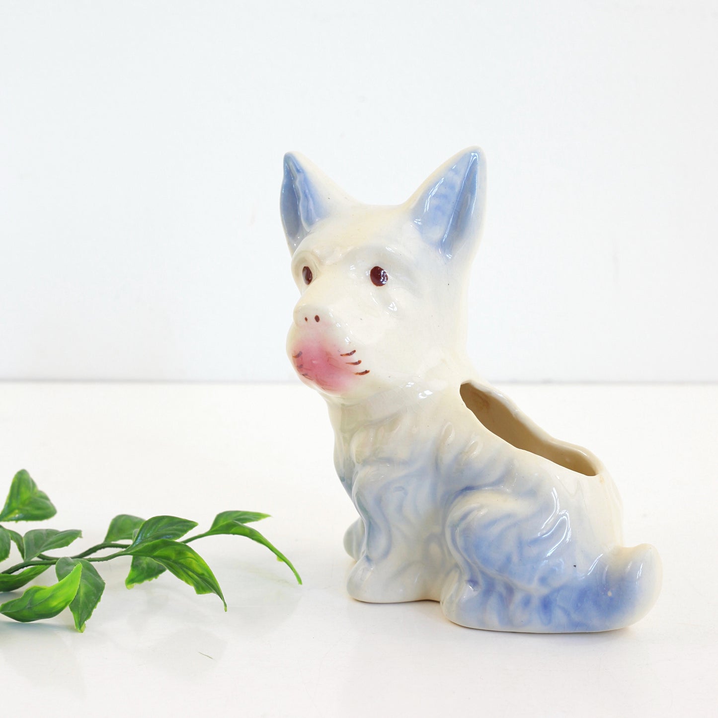 SOLD - Vintage Ceramic Dog Planter