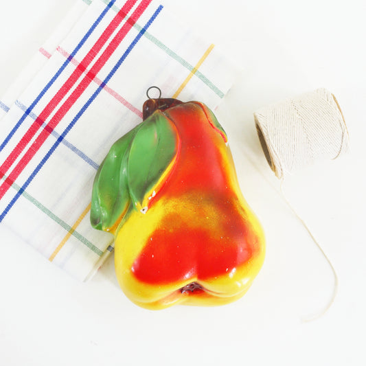 SOLD - Vintage 1940s Chalkware Pear String Holder