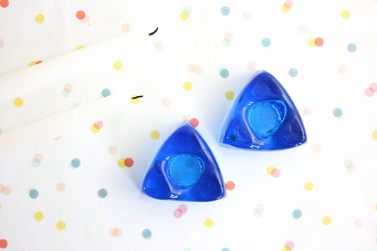 SOLD - Mid Century Modern Nuline Glass Candle Holders / Vintage Art Glass Candle Holders by Wheaton Glass