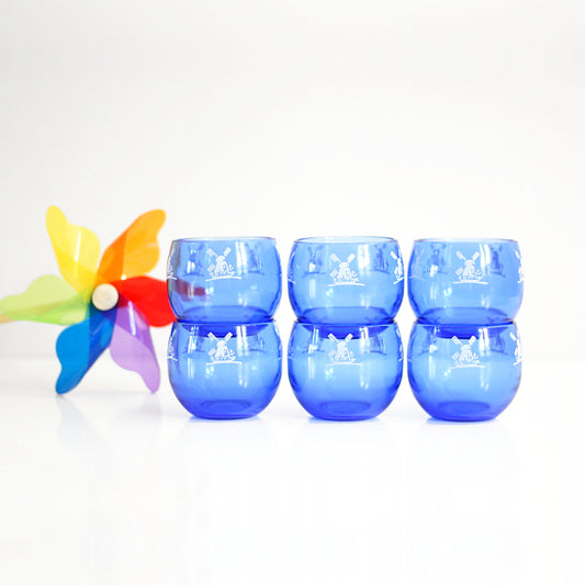 SOLD - Vintage Hazel Atlas Windmill Glasses / 1930s Cobalt Blue Depression Glass