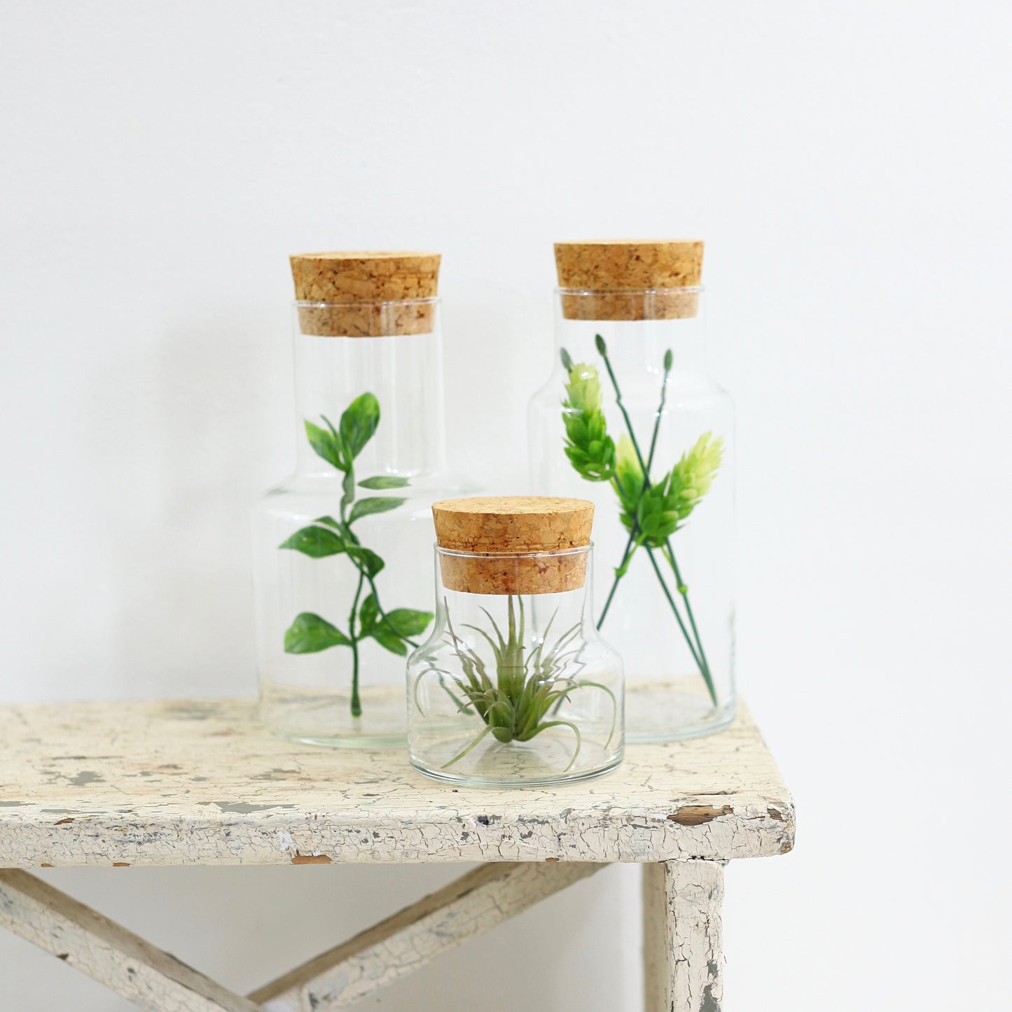 SOLD - Vintage Glass Apothecary Jars with Cork Lids