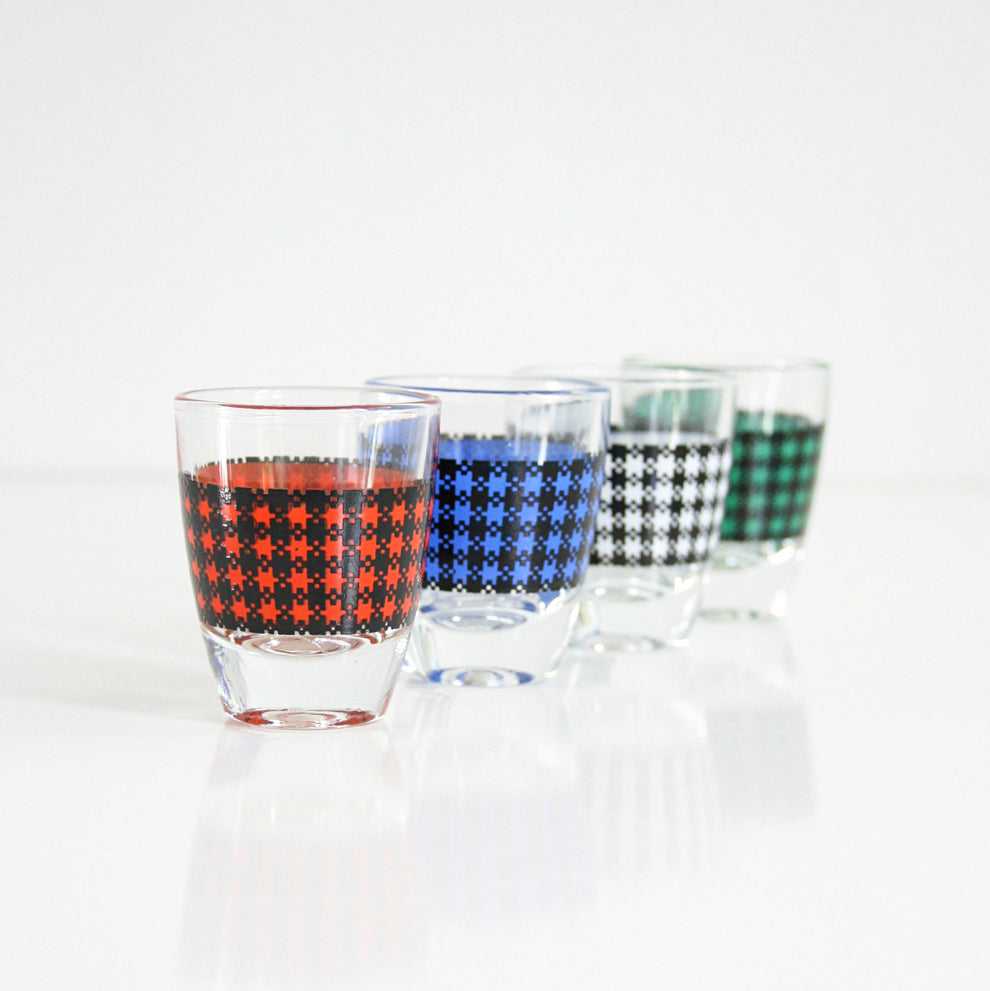 SOLD - Mid Century Modern Houndstooth Shot Glasses / Colorful Vintage ...
