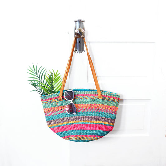 SOLD - Vintage Colorful Sisal Market Bag