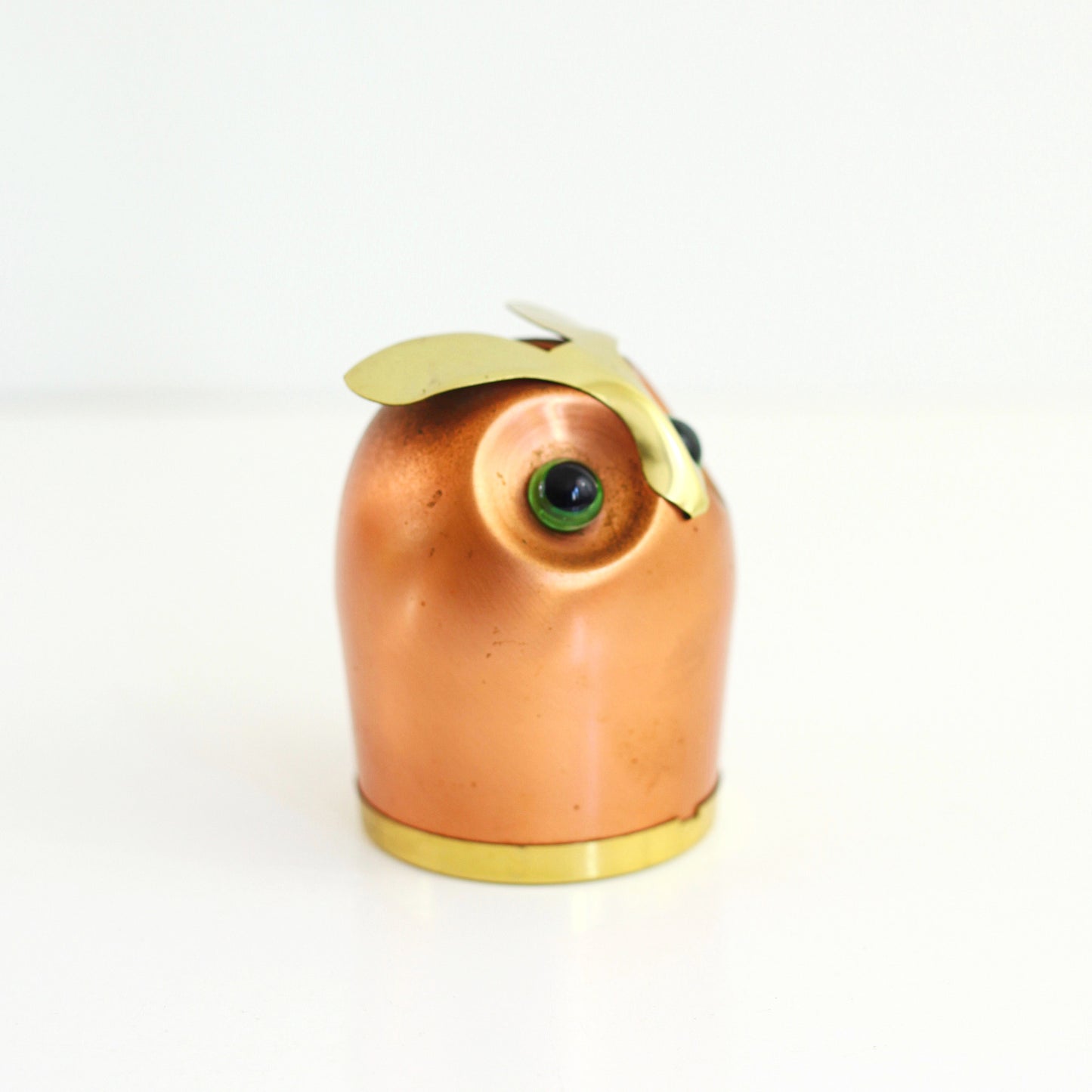 SOLD - Mid Century Copper and Brass Owl Bank by Coppercraft Guild